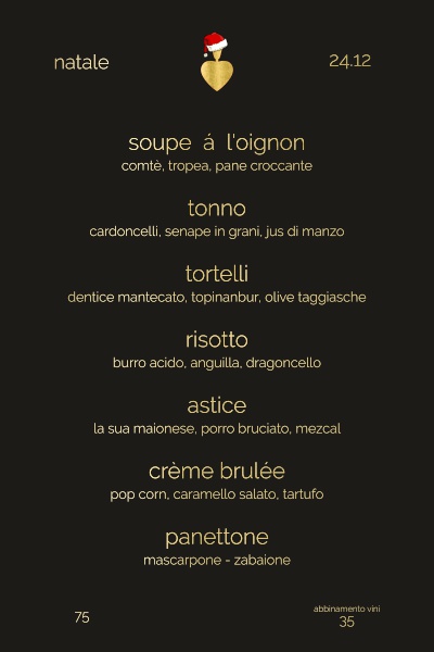 Antonio Ferrari ristorante Padova Menu Natale 2022m
